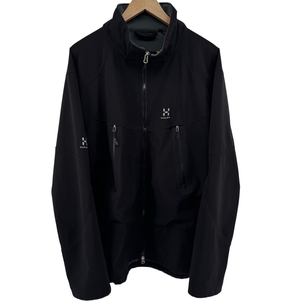 HAGLOFS Windstopper Jacket Men's XXL‎ Fleece Black Full Zip Pockets High Neck